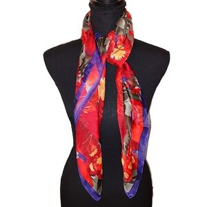 Vintage Elaine Gold Scarf with Peonies and Dalias